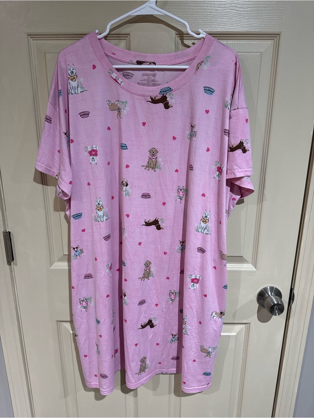 Soft Pink Dog-Print Nightshirt for Women